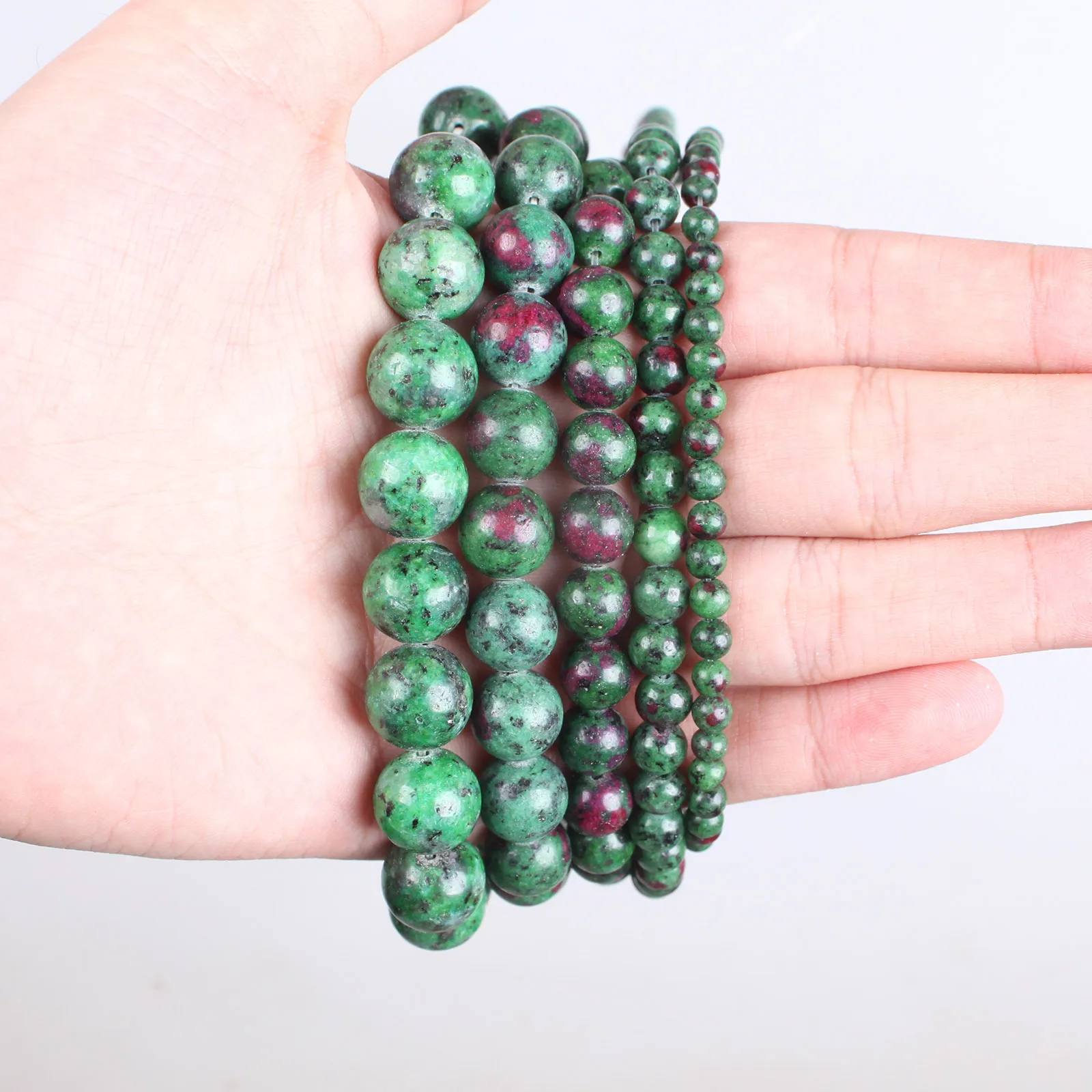 Natural Stone Beads Epidote Ruby Zoisite Round Loose Beads 4 6 8 10 12mm Beads For Bracelets Necklace Jewelry Making