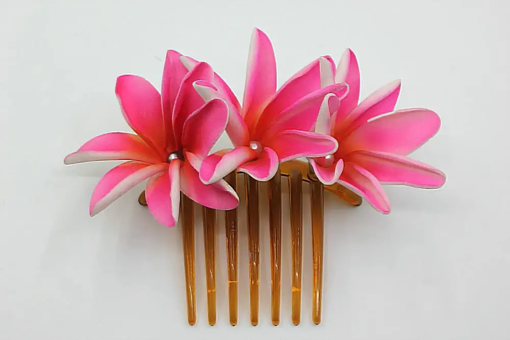 

Free shipping 48pcs/lot HM1047 8Color Foam Plumeria Hair Comb Artificial Hawaii Flower Hair Accessories Tropical Tiare Wholesale