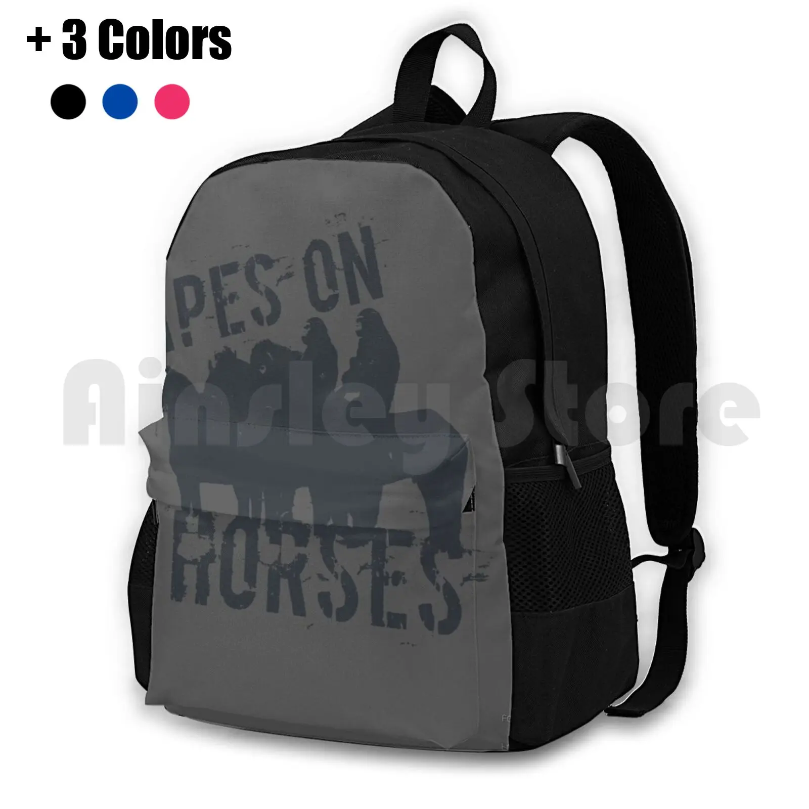 Apes On Tee-Horses Outdoor Hiking Backpack Riding Climbing Sports Bag Dawn Of The Planet Of The Apes Cesar Apes On Horses Film