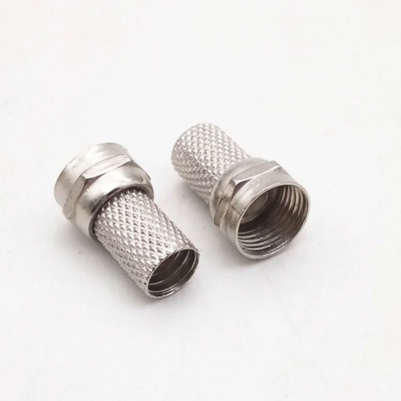 10pcs 75-5 F Connector Screw On Type For RG60 Satellite TV Antenna Coax Cable Twist-on Diameter 6mm