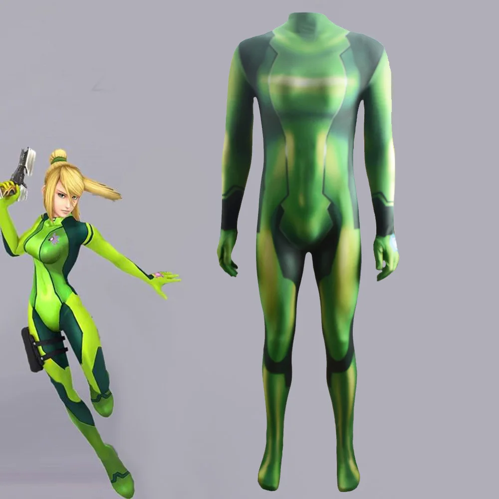 

METROID Samus Aran Costume Cosplay Superhero Spandex Zentai Bodysuits Jumpsuit Halloween Costume Samus Aran Costume Women