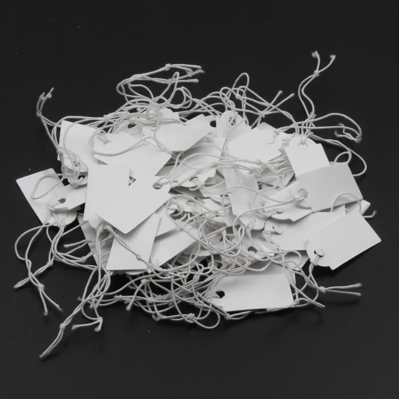 Wholesale 100pcs/lot Trend Rectangular Paper Price Tag White Blank String Jewelry Price Display Cards Promotion Label For Sales