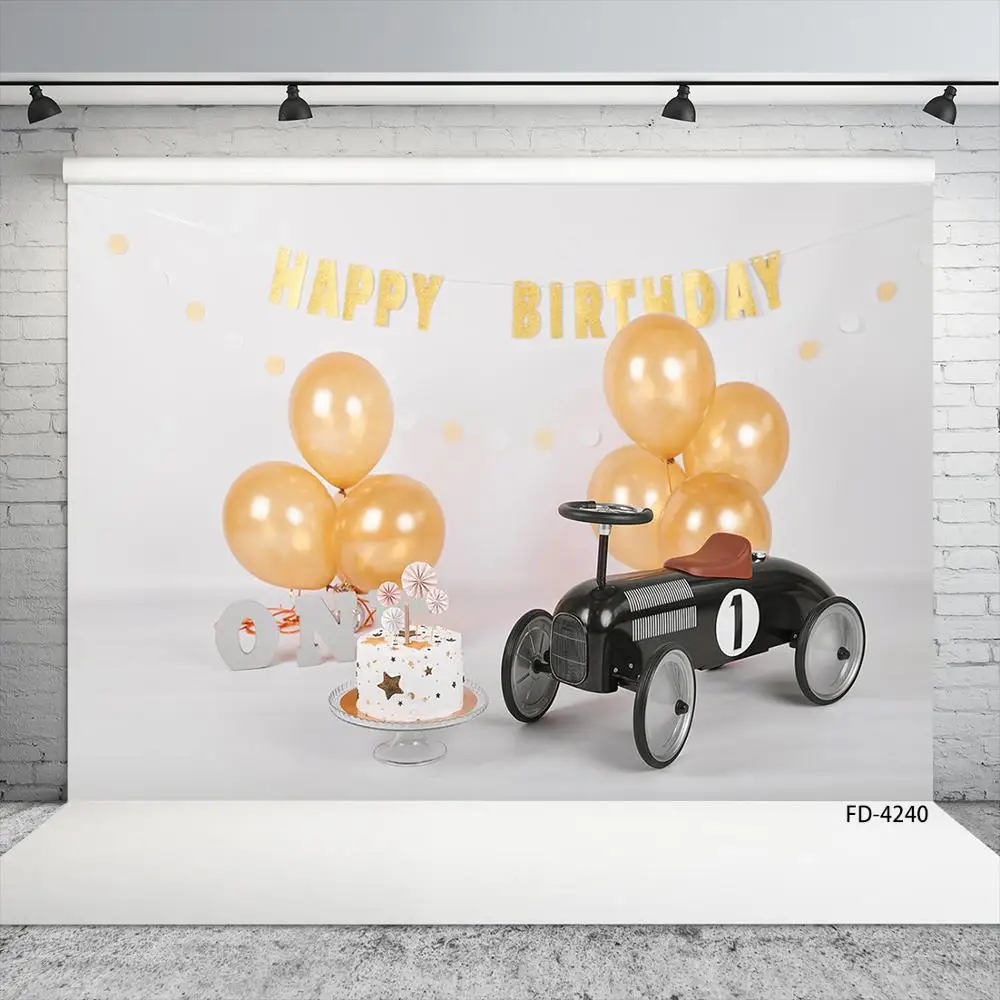 

Car Cake Balloon 1st Birthday Party Photophone Photography Background Baby Shower Children Photography Backdrop For Photo Studio