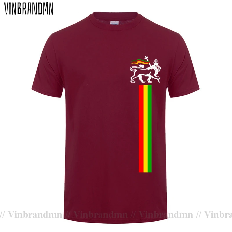 Fashion Lion Of Judah Reggae Music Rastafari Rasta t shirts men cotton awesome summer gents t shirt tees clothing Nature Apparel