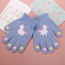 Fashion Cute Children Winter Warmer Knitted Gloves Kids Outdoor Riding Skiing Non-Slip Glove Boys Girls Christmas Party Gift