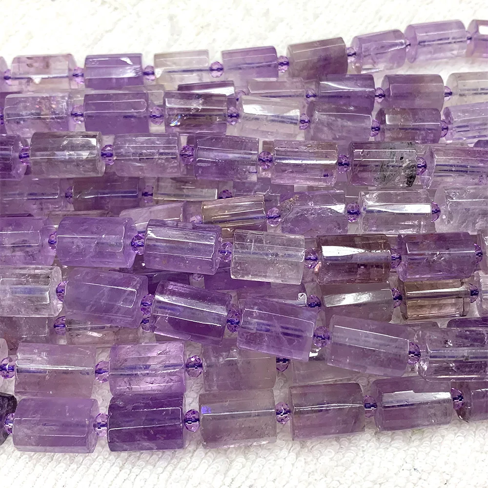 Veemake Faceted Column Tube Beads Amethyst Lapis Lazuli Quartz Amazonite Apatite Ametrine Chrysoprase Moonstone Labradorite C4