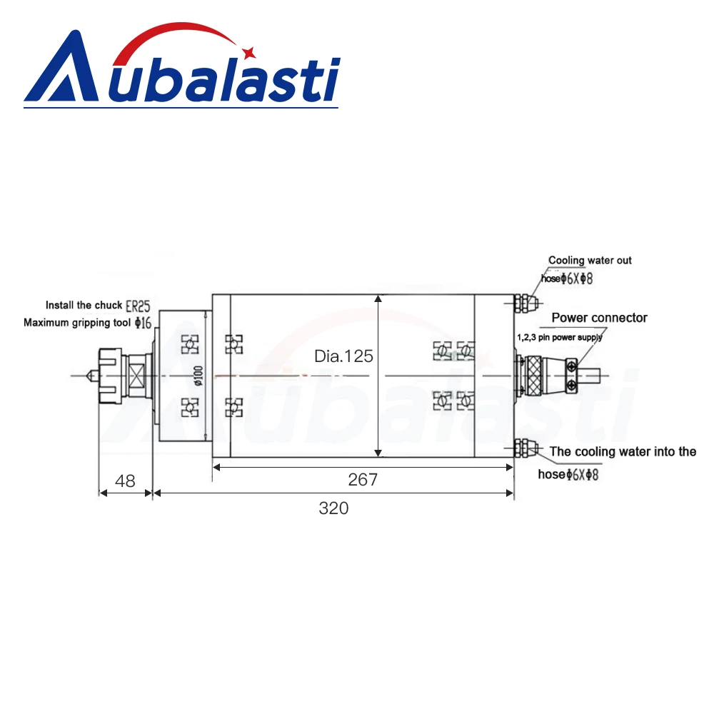 Water Cooling Spindle GDZ-125 4.5KW 5.5KW 6KW ER25 380v 8A 220v 12A 24000rpm CNC Router Spindle Motor for CNC Router Machines