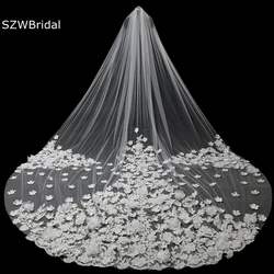 New Arrival Ivory Bridal Veils Lace Appliques Flower Wedding accessories Bride mariage Boda Casamento Wedding veils