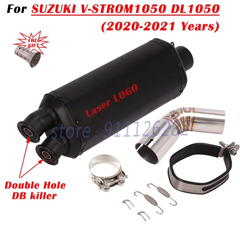 For SUZUKI V-STROM 1050 DL1050 2020 2021 Motorcycle Exhaust Escape System Modify Middle Link Pipe Double Hole DB Killer Muffler