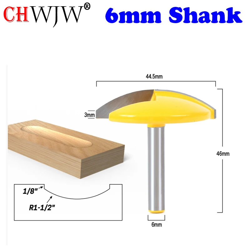 Chwjw 1pc mm Shank Tigela Pequena Roteador Bit1.65 Raio-13 de Largura para Ferramenta de Corte de Madeira