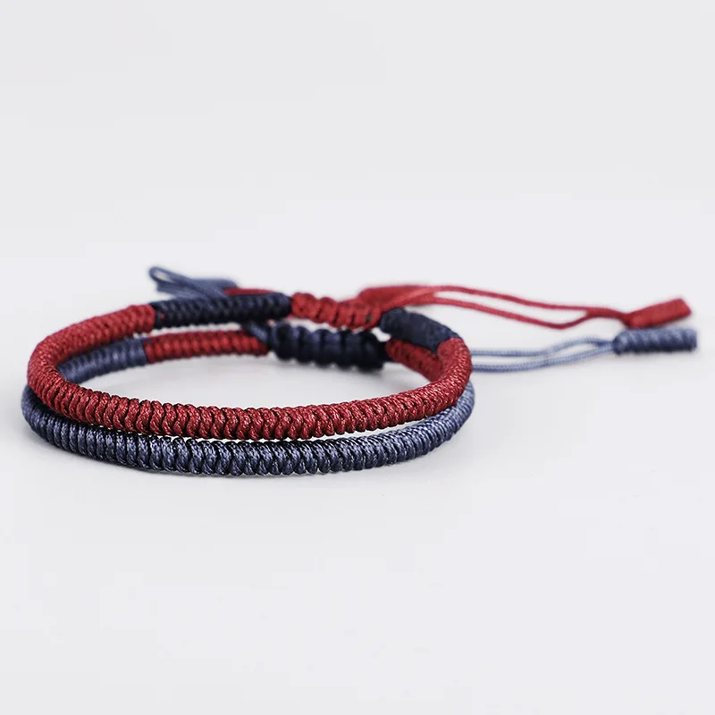 Tibetan Buddhist Lucky Charm Tibetan Bracelets For Women Men Handmade Knots Crimson Navy Rope Festival Gift Thread Bracelet