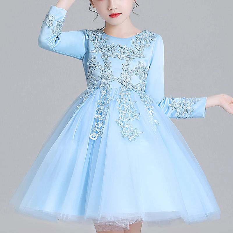 Kids Dresses For Girls Wedding Party Frock Flower Ball Gown Princess Summer Girls Dress Children\'s Tutu Embroidery Short Dress