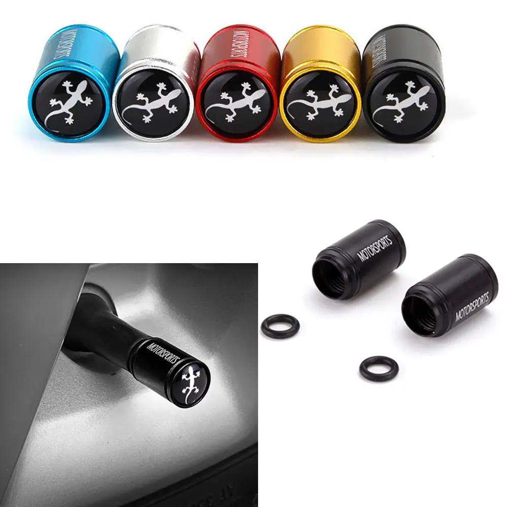 DSYCAR 4 Pcs/Set Car Styling Aluminum Alloy Gecko Style Car Tire Valve Caps Wheel Tires Tire Stem Air Cap Airtight Covers