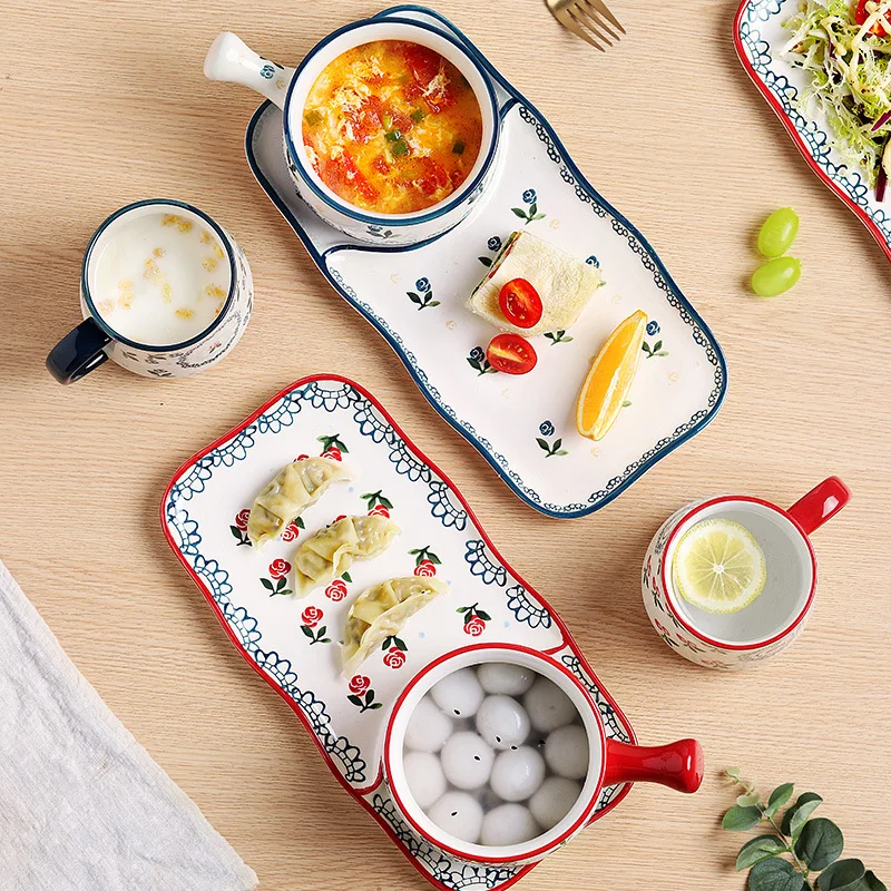 

Ceramic Tableware Set American Style Ethnic Style Hand-painted Tableware Household Western Dishes Breakfast Dishes Dishes