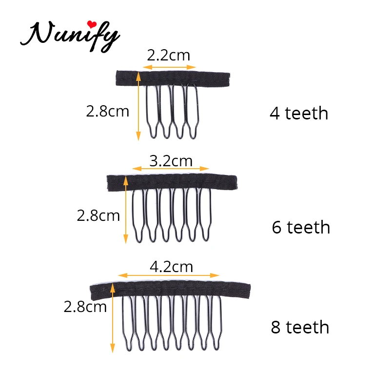 Nunify Pruik Kam Clips 4 Tanden Haarverlenging Clips Rvs Pruik Clips Kammen Snap Clips Met Rubber Voor Hair extension