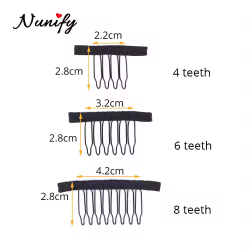 Nunify Wig Comb Clips 4 Teeth Hair Extension Clips Stainless Steel Wig Clips Combs Snap Clips With Rubber For Hair Extension - Image 3