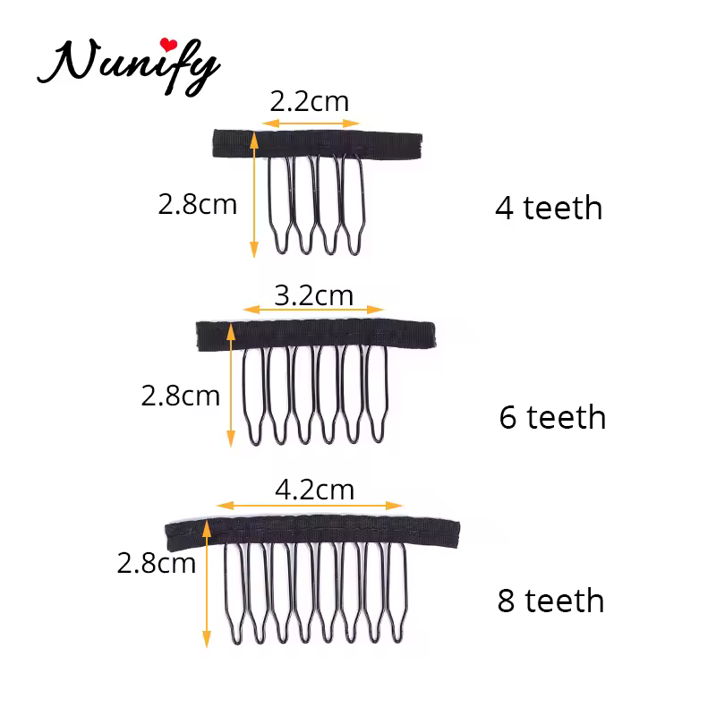 Nunify Wig Comb Clips 4 Teeth Hair Extension Clips Stainless Steel Wig Clips Combs Snap Clips With Rubber For Hair Extension - Image 3