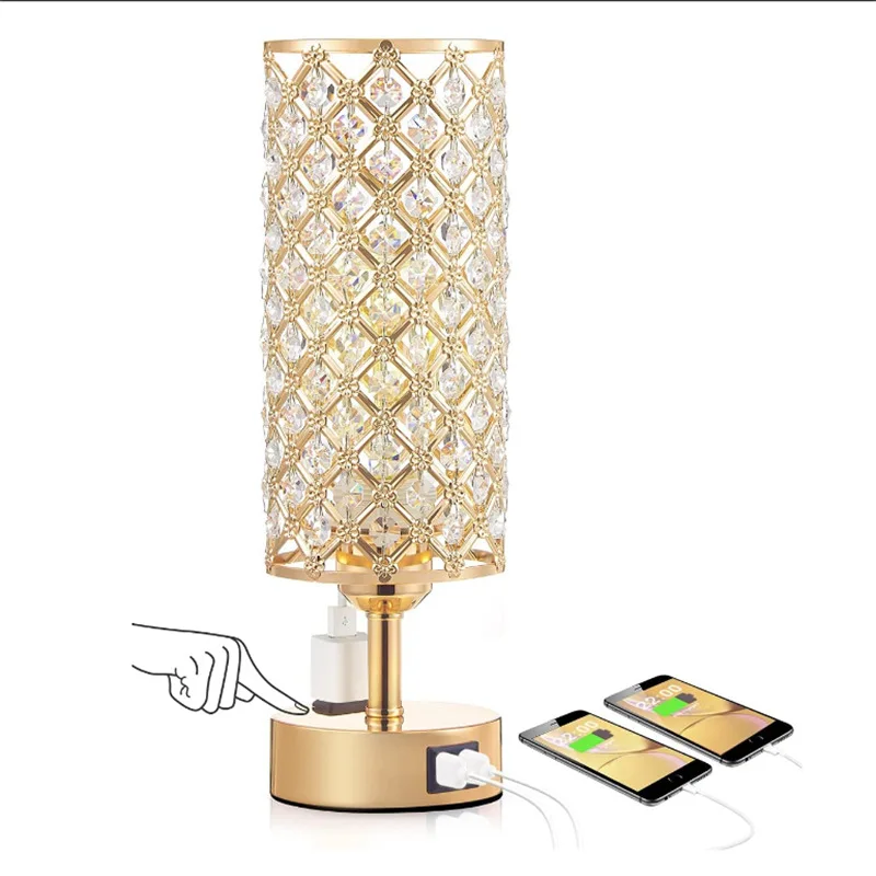 New Small Table Lamp Postmodern Simple Light Luxury Crystal Electroplating Rose Gold Touch Dimming Bedroom Bedside Lighting