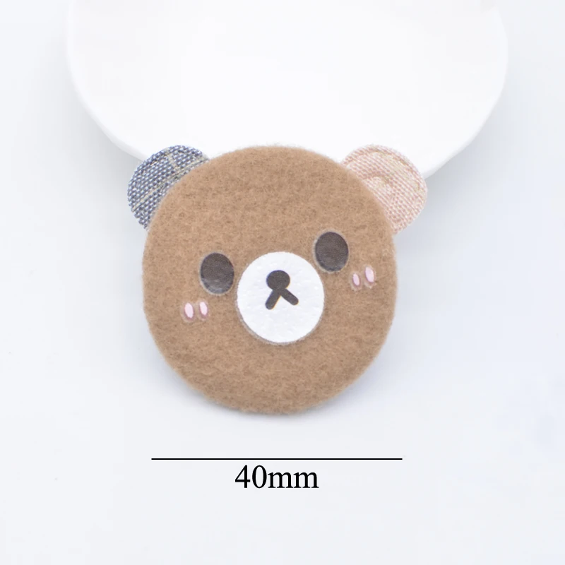 8Pcs 40mm Padded Stamping Kawaii Bear Head Appliques for Clothes Hat Leggings Sewing Supplies DIY Hair Clips Decor Accessories