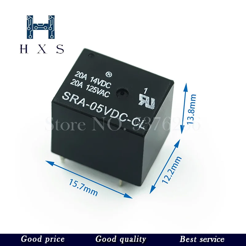 5Pcs 5V 12V 24V 20A DC Power Relay SRA-05VDC-CL SRA-12VDC-CL SRA-24VDC-CL 5Pin PCB Type In stock Black Automobile relay