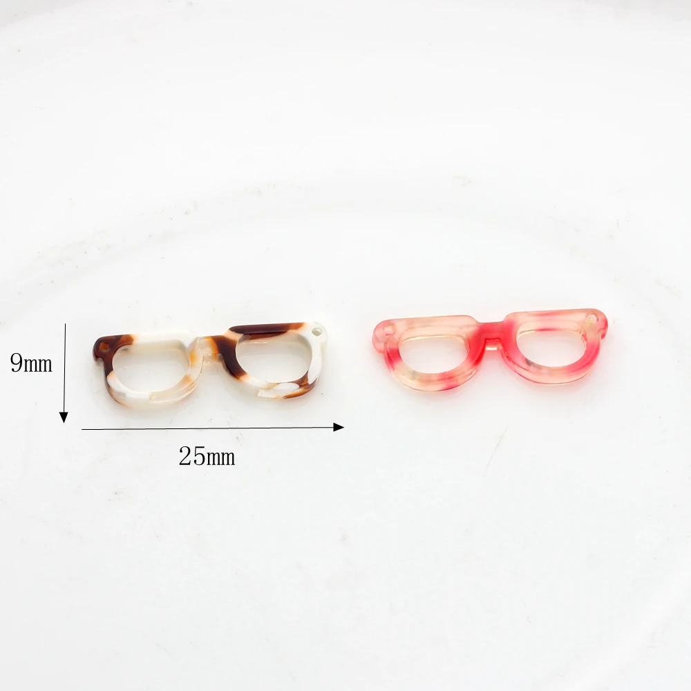 10pcs/lot Acetic Acid Resin Charms Tortoiseshell Glasses Sunglasses Charms Connector For DIY Jewelry Making Finding Accessories