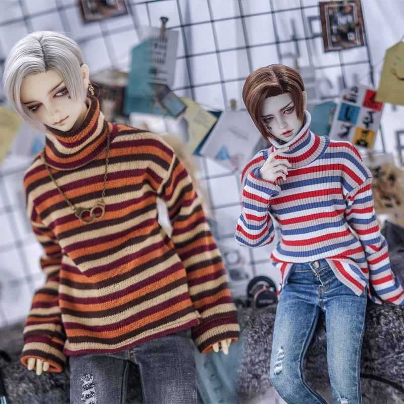 D03-P413 children toy BJD DD SD MSD 1/6 1/4 1/3 doll's clothes High-necked bottoming shirt with stripes