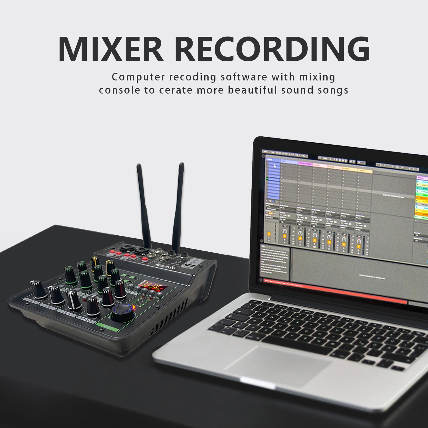 GAX-450C Audio Mixing UHF Wireless Microphone 4 Channel Blueteeth Professional Audio Home Stage Performance for DJ Karaoke PC Re