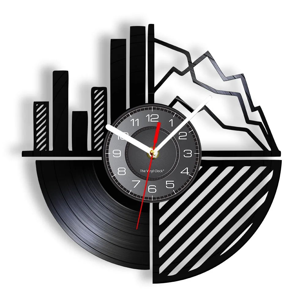 Stock Securities Market Vinyl Record Wall Clock Economics Finance Consulting Office Decor Watch Investor Trader Vintage Decor