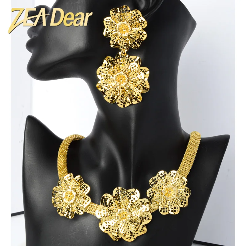 

ZEADear Jewelry Bridal Sets Bohemia Romantic Flower Earrings Necklace For Women New Design For Wedding Party Gift Classic