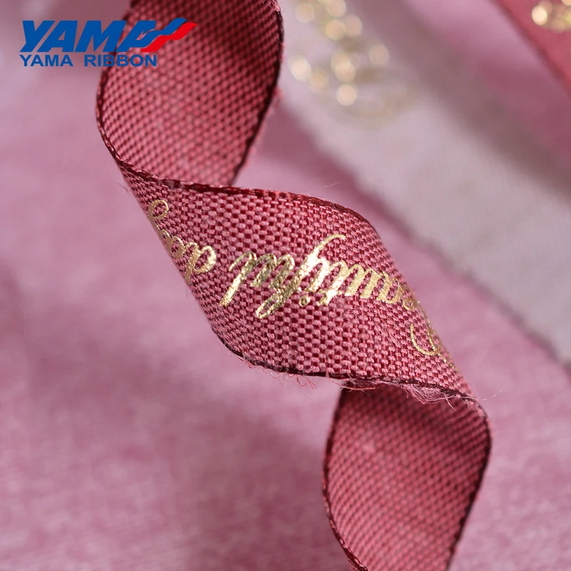 YAMA-Happy Birthday Gold Foil Printed Ribbon, Nylon Cotton Ribbons, DIY Crafts, Gifts Packaging, Party Decoration, 10Yards/Roll,