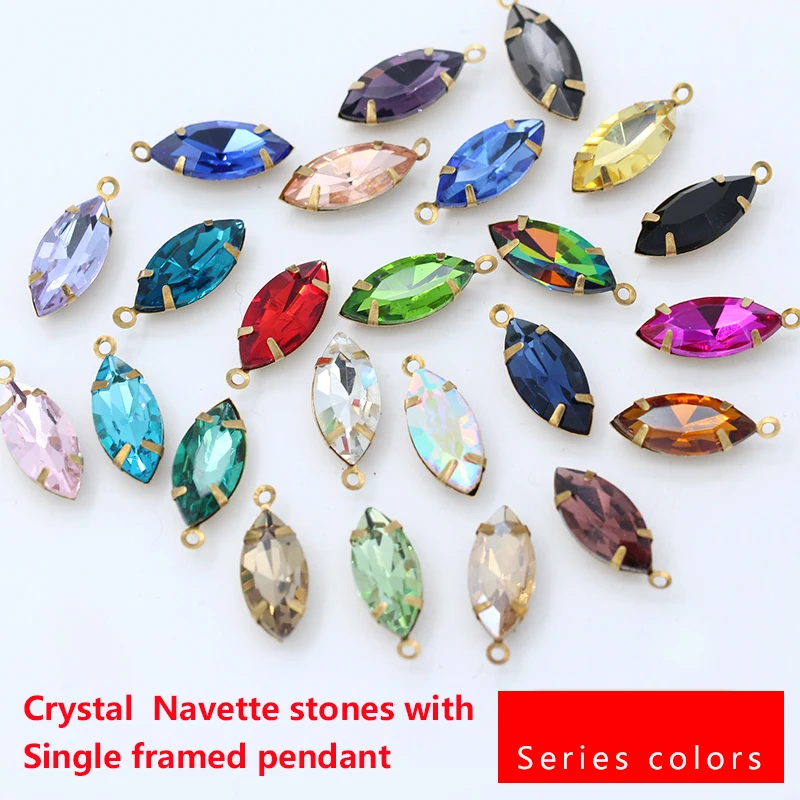 New Navette Horse eye shape Single Hole Connector Rhinestone Crystal Charms Pendant For DIY Jewelry Clothing Accessories Making