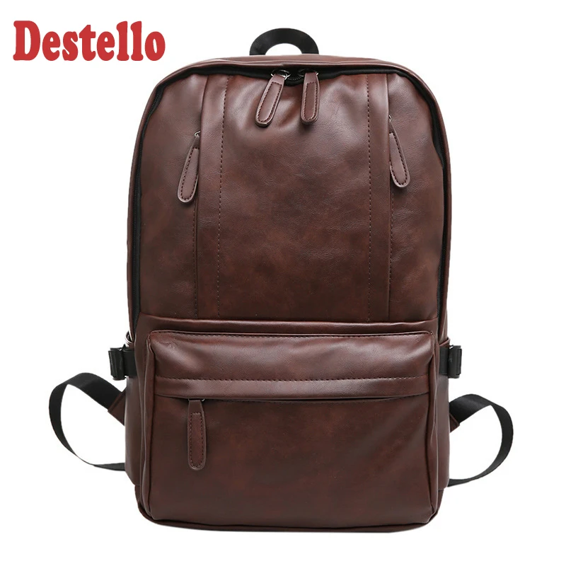 Men laptop bags Fashion large capacity outdoor travel casual backpack PU material waterproof Unisex Computer Interlayer