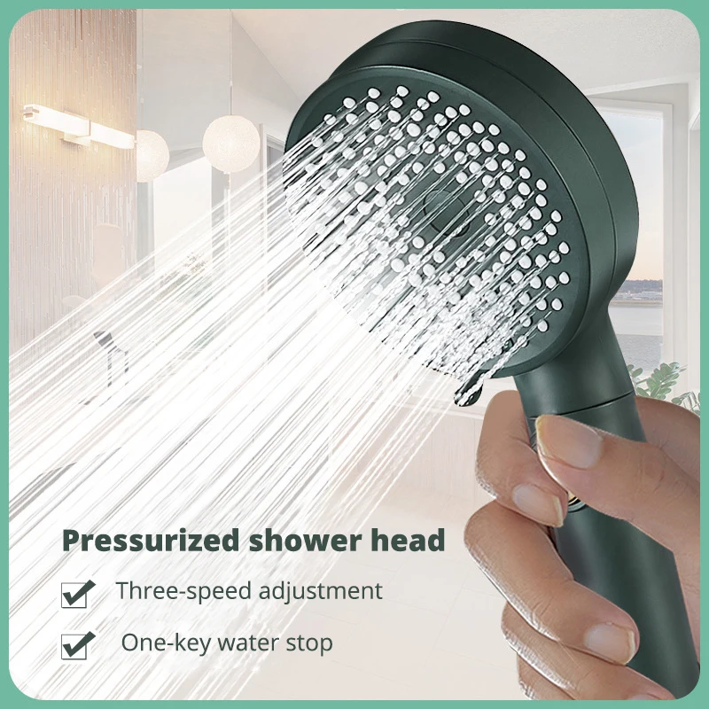 

3 Modes Pressurized Adjustable One Key To Stop Removable For Cleaning Water Saving Rainfall Handheld Shower Head