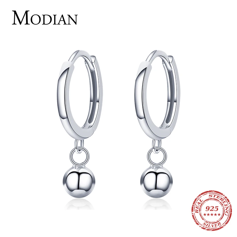 

Modian 2021 Real 925 Sterling Silver Simple Beads Circle Fashion Hoop Earrings For Women Girls Wedding Statement Jewelry Arete