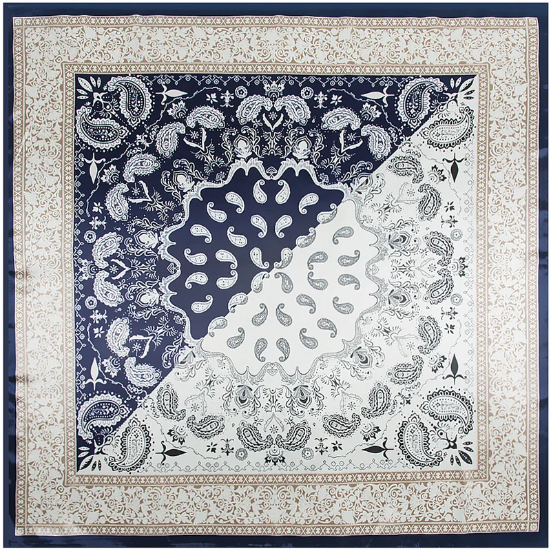 Lenço quadrado grande de 90*90cm, lenço de seda feminino retrô de luxo, lenço de cachecol xale, primavera outono, para moças, cachecol t1