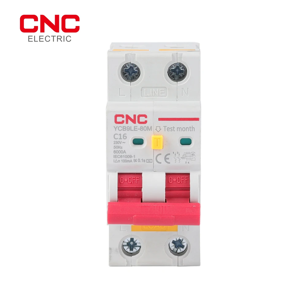 

CNC YCB9LE-80M 2P 230V RCBO Residual Current Circuit Breaker With Over Current And Leakage Protection 30mA MCB 6-63A