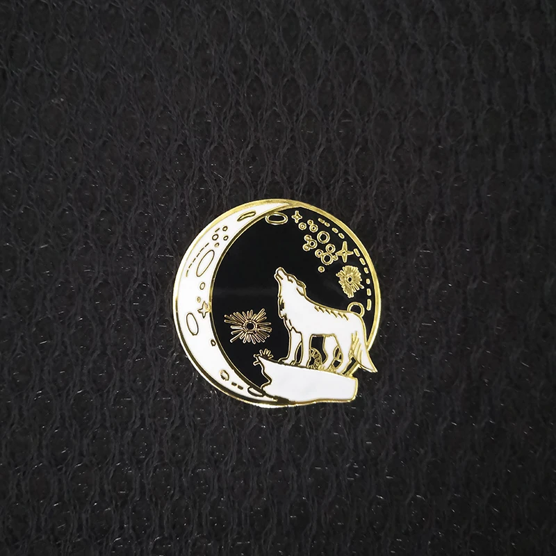 To The Moon And Back Brooch Wolf I love you Enamel Pin  lovely addition to your jackets or backpacks