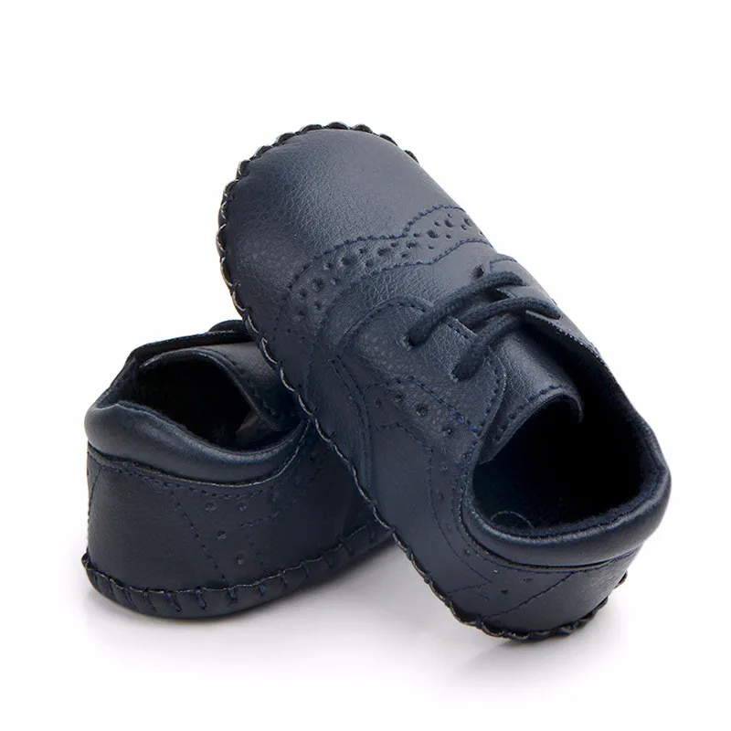 New Autumn Winter Baby Boys First Walkers Lace-Up PU Leather Newborn Shoes Antislip Infants Casual Shoes