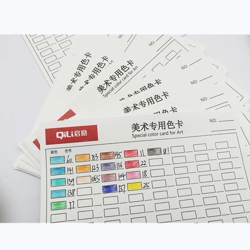 

10 pcs Marker pen color card self-filling color card blank color lead color card watercolor color pen color card for 72 colors