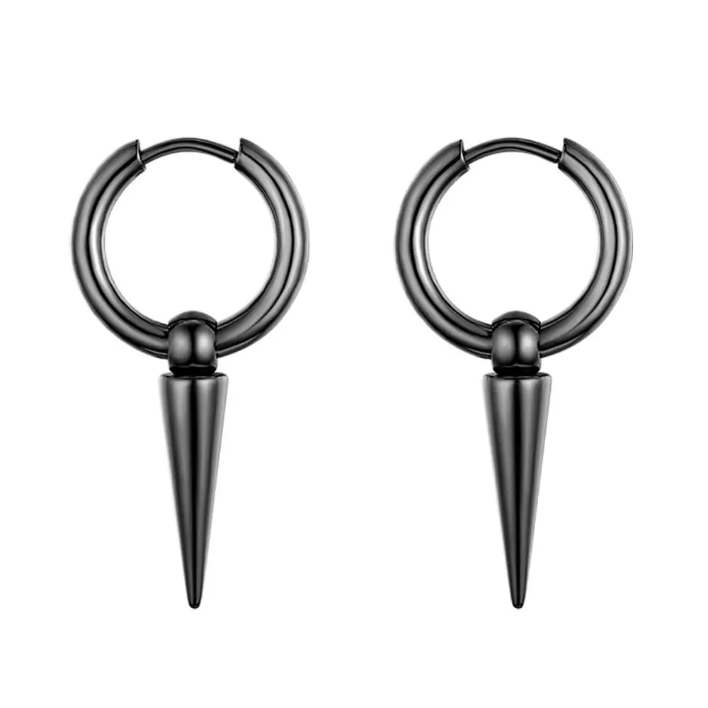 1 pair Rock Punk Hiphop Rivet Spike Pendant Stainless Steel Earrings Hoop Women Men Circle Rivet Ear Stud Piercing Earrings