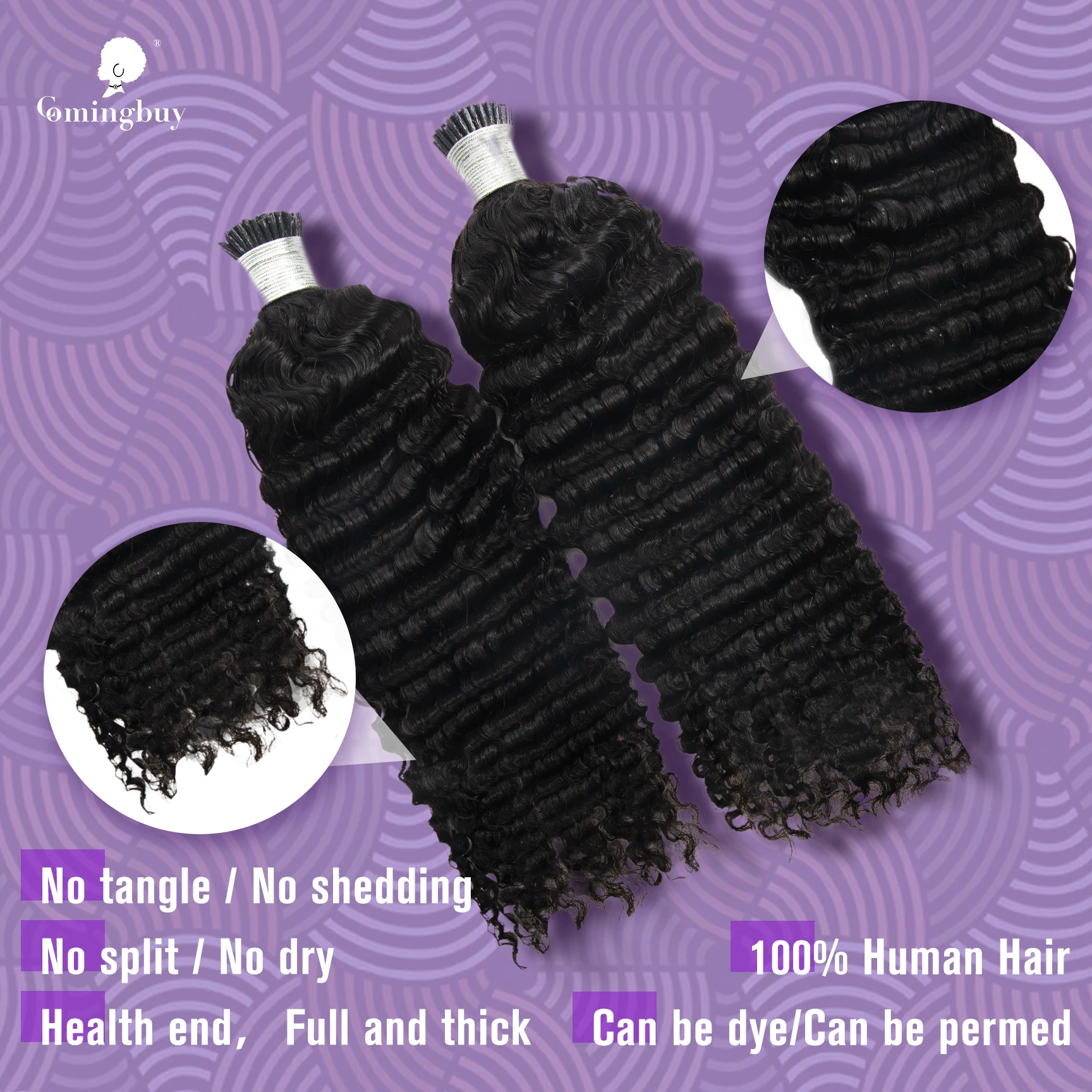 Extensiones de cabello humano rizado para mujeres negras, pelo virgen brasileño a granel, extensión de Color negro Natural, microeslabones, Punta I