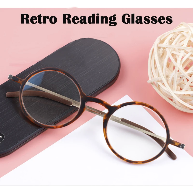 

Ultra-thin Reading Glasses Pocket Retro Anti Blue Light Presbyopic Glasses Men Women UV Protection Portable Round Frim Leopard