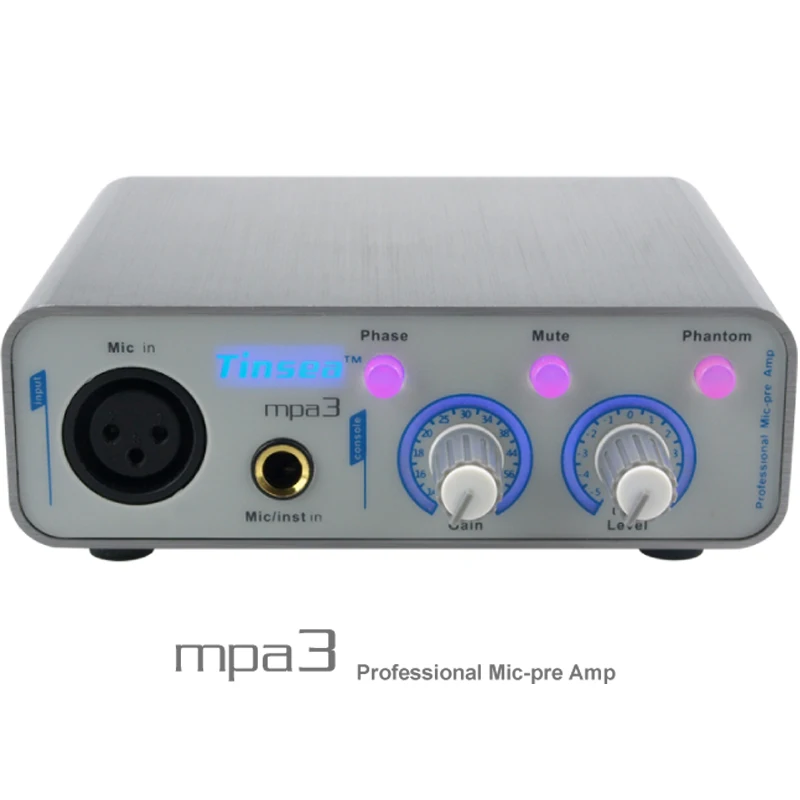 Tinsea mpa3 전문 오디오 인터페이스 마이크 앰프 사운드 카드 잔향 가라오케 48V 팬텀 전원 공급 장치