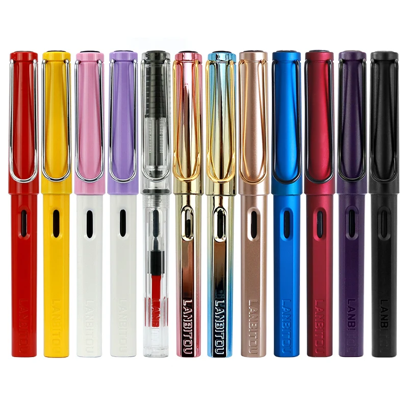 

Cute Colorful Fountain Pens 0.38/0.5mm Student Writing Ink Pen Beginner Pupil Hard Calligraphy Pen Replaceable Ink Sac Chancery