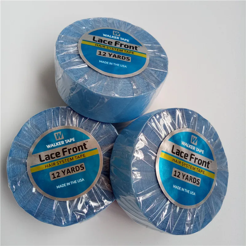 12Yards 1.9cm 2.54cm Blue Lace Front Support Tape Double Sided Wigs Glue Adhesive Hair Tape for hair extension/lace wig/toupee