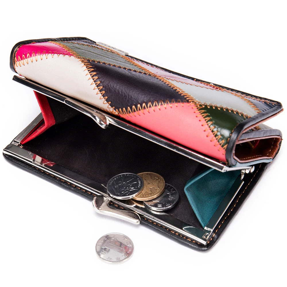 WESTAL Coin Wallet Women Female Leather Small Purse Checkbook Holder Woman Wallet Cash and Card Colorful Wallets for Women 517