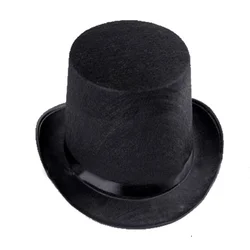 2Pcs Tophat Felt Hats Creative Hat Ornaments Party Favors Dress Props (1 Adult Hat + 1 Children's Hat, Black)