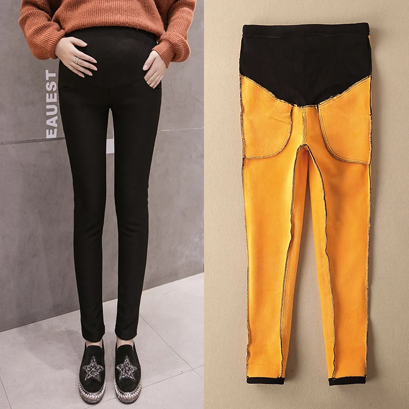 Schwangere frauen mit samt verdickung gold samt unterstützung füße hosen winter leggings hosen außerhalb bauch freizeit joker