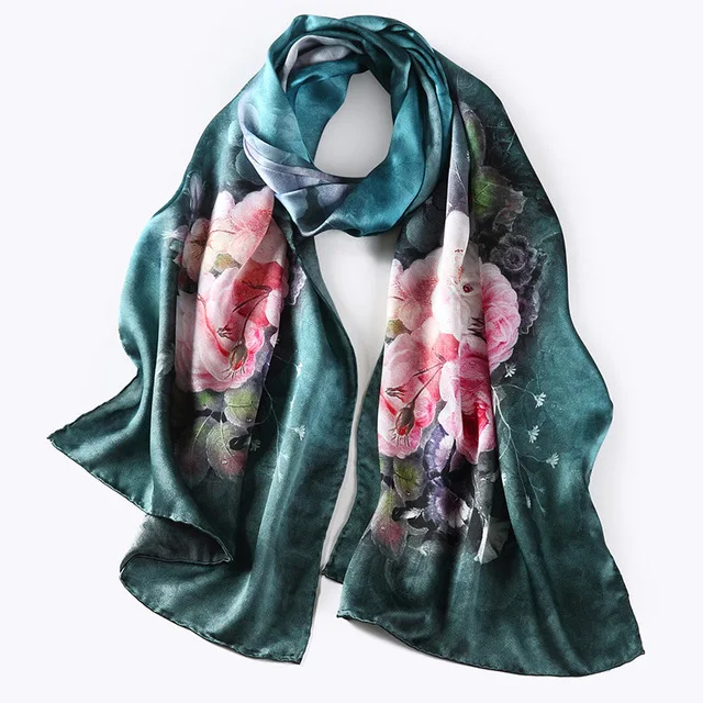 DANKEYISI Lady Silk Scarf Women Nature Silk Neck Scarf Female Fourlard Long Scarves Hijab Bandanas Bufandas Mujer Beach Cover-up