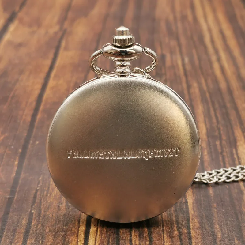 New Creativity Design Classic Matte Shilver Full Metal Alchemist Dull Polish Pocket Watch Men's Quartz Watch Fob Watch TD2014